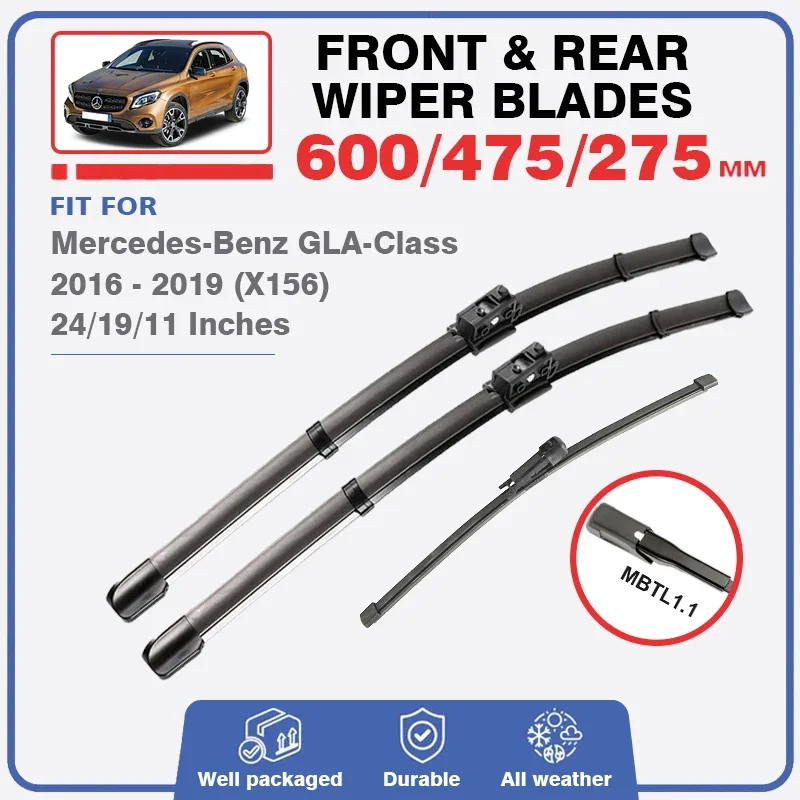 FrontRearWiperBladesForMercedesBenzGLA2016201720182019X156