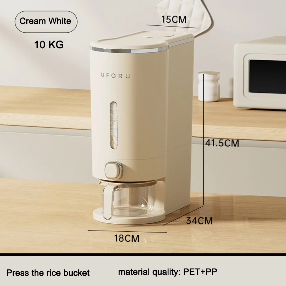 Sealed Rice Bucket Sealed Moisture Proof Rice Dispenser With Cup Grain Powder Boxes Storage Food Cereal Container