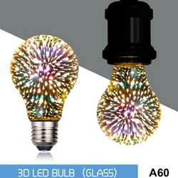 3D Colorful LED Edison Light Bulb E27 6W 85-265V Vintage Fireworks Decoration Bulb Christmas Ampoule LED Lamp Lighting