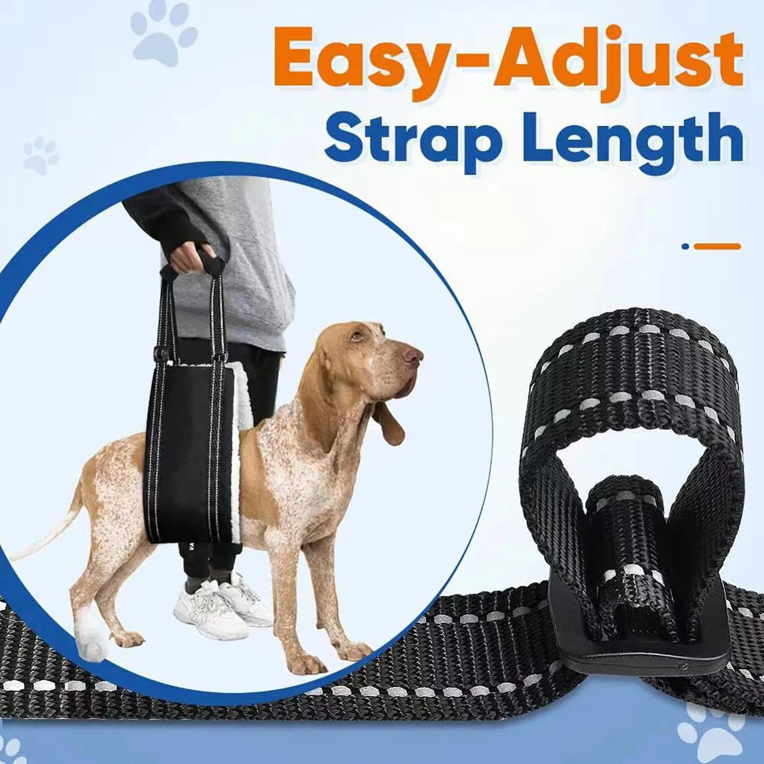 Dog Wheelchair Aid Adjustable Dog Sling Chest Support Dog Hip Harness to Help Lift Rear Leg Support for Canine Aid Straps dog wheelchair aid