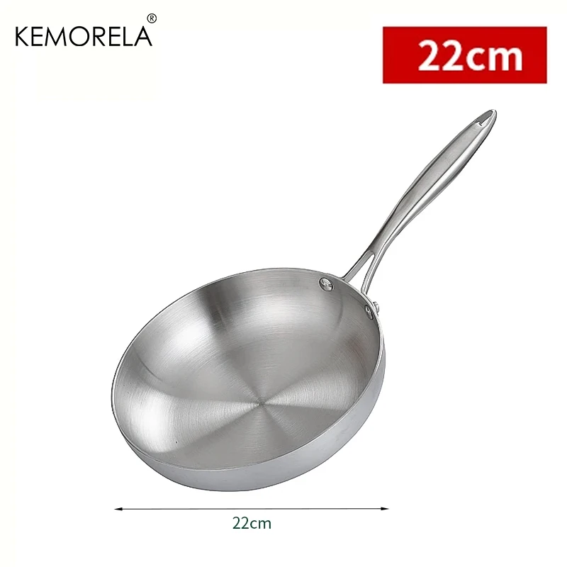 304 Stainless Steel Frying Pan NonStick Pan Fried Steak Pot Uncoated Kitchen Cookware For Gas Stove and Induction Cooker