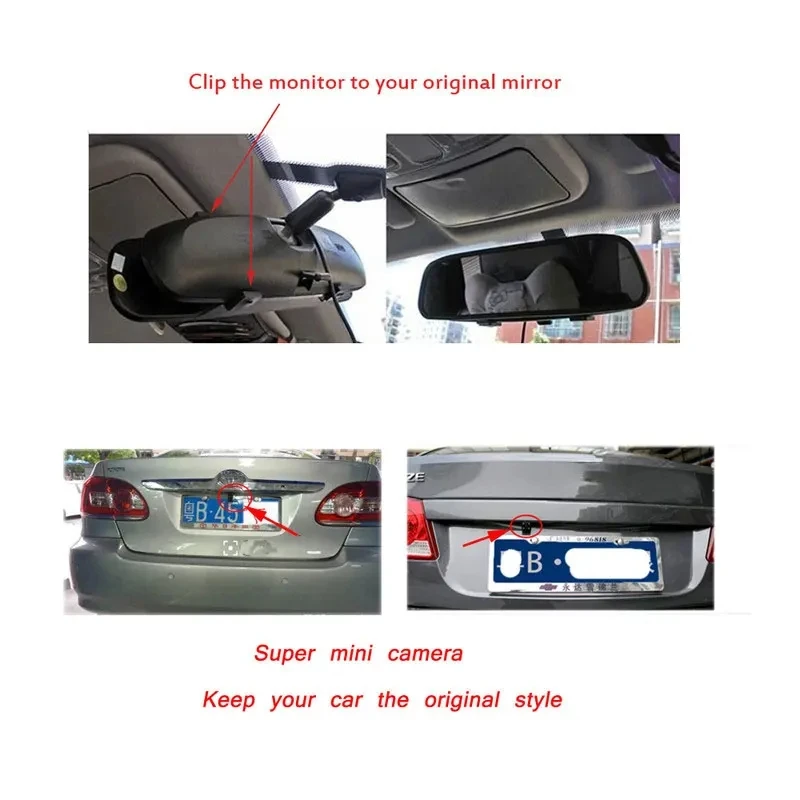 Specchietto retrovisore per auto da 4,3 pollici Video HD Monitor di parcheggio automatico Visione notturna Telecamera per retromarcia TFT LCD Priorità di retromarcia - Image 3