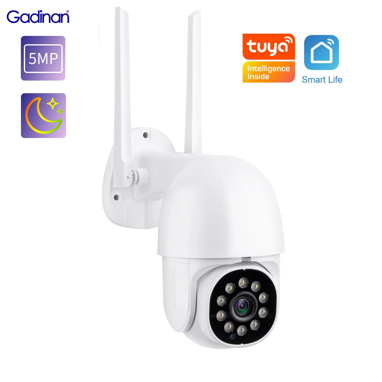 

Gadinan 5MP Wifi PTZ IP Camera Outdoor 4X Zoom Automatic Tracking CCTV Wireless Smart home Dual Light Source Video Surveillance