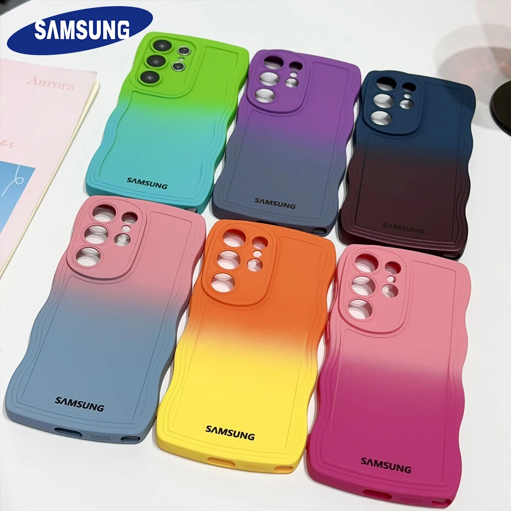 Gradient Liquid Silicone Soft Shockproof Phone Case with Official Logo