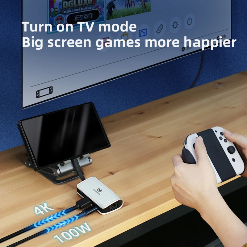 Hagibis-dock Portátil para Nintendo Switch Dock de tv Oled Ethernet tipo c para Rj45 Compatível com Hdmi 4k Hub Usb 3.0 Docking Station pd - Imagem 4