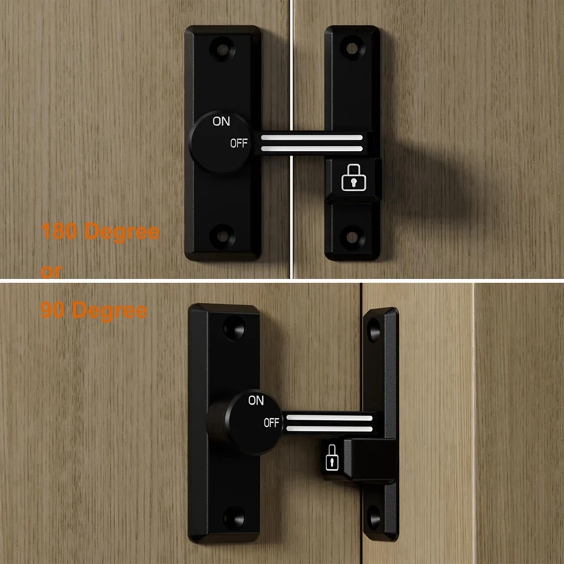 A93G Bolt Door Latch, Punch-Free Buckle, 180 Degree Left/Right Sliding, Suitable For Home Security Door, Barn Garage, Garden