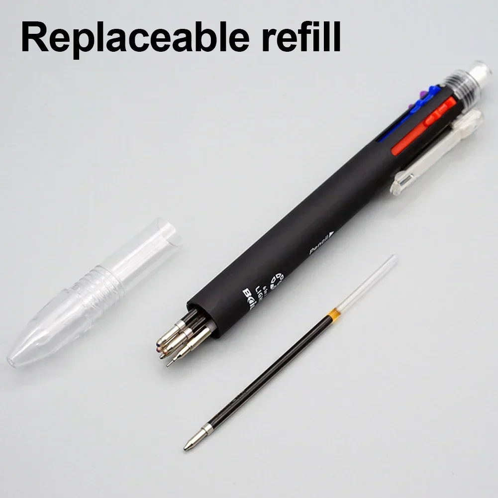 6 In 1 멀티 컬러 롤 볼펜 세트 리필 리드 5 색 볼펜 및 1 연필 코어 크리 에이 티브 다기능 마킹 펜