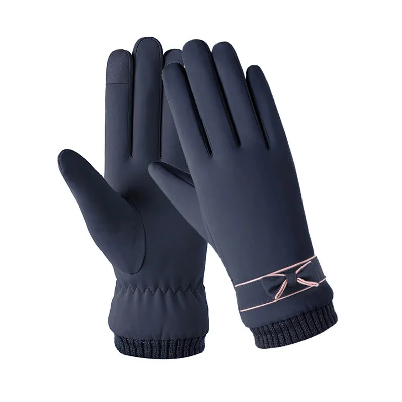 Gants D'hiver Femme En Cuir PU - Doublure Polaire - Écran Tactile Sur Tous Les Doigts - Taille Unique Extensible - Coupe-vent Chauds