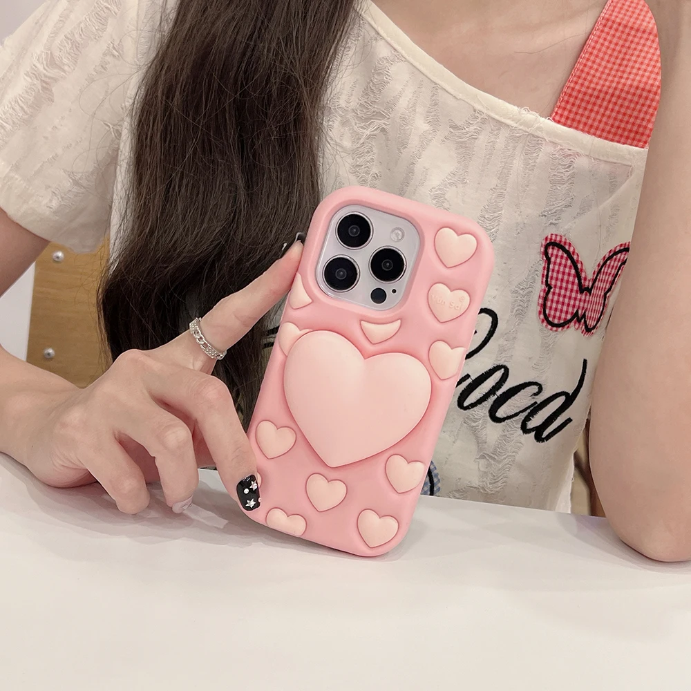 Kawaii Lovely Stress-Relief Silicone Phone Case - 3D Shockproof Cute Back Cover