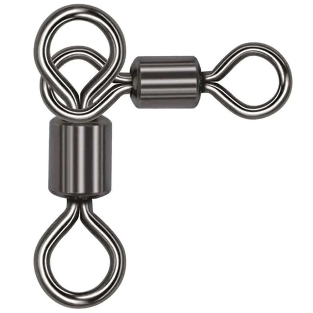 Fishing Connector 25Pcs 3 Way Swivels Soft Bait 360&deg; Fast T Turn Swivel Connecting Ring Tool Tackle Accessories