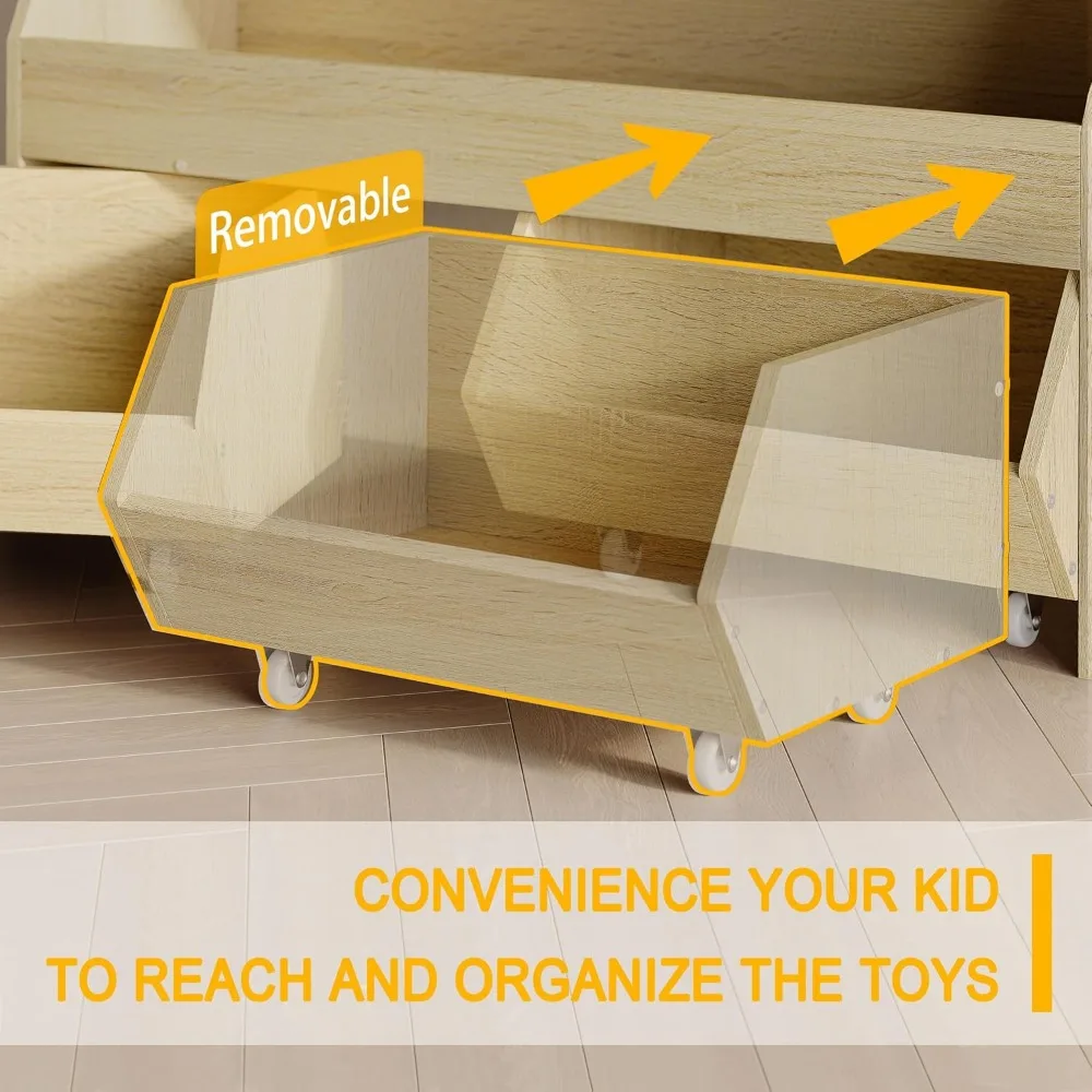 Toy Storage Organizer for Kids, Toy Storage Cabinet with Drawers, Boys and Girls Toy Shelf with Wheels,Organizer Kids Bookshelf 3