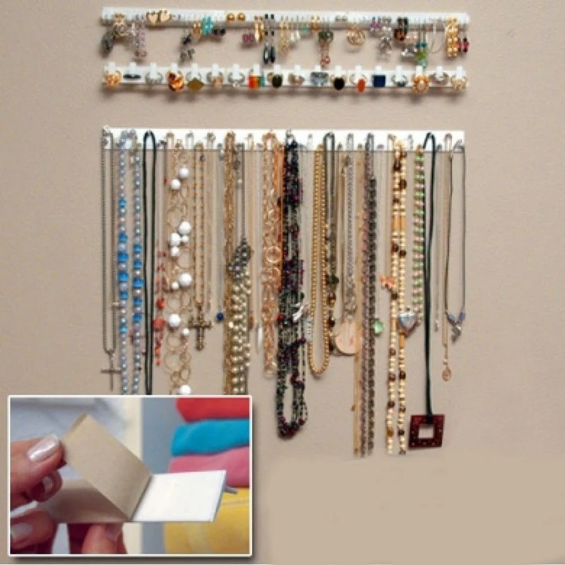 Adhesive Paste Wall Hanger Storage Jewelry  Necklace Wall Hanger Jewelry  Organizer - Jewelry Packaging & Display - Aliexpress