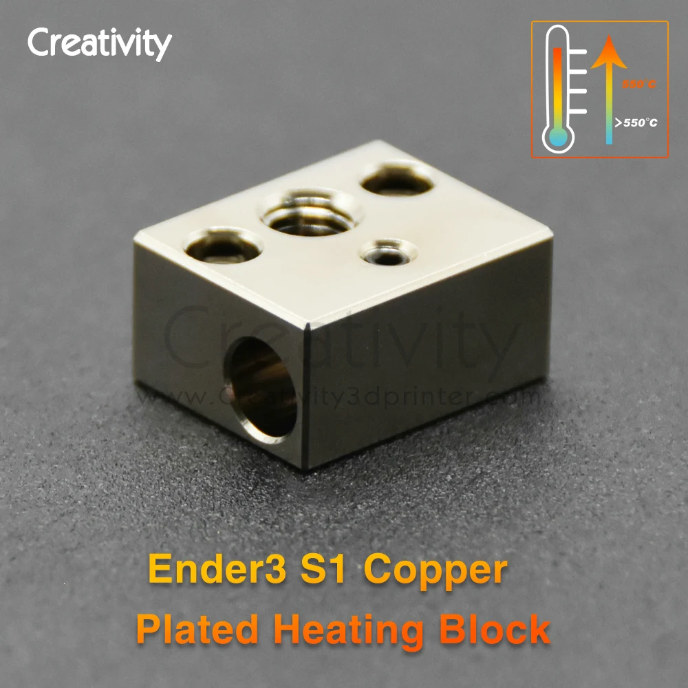 High Temperature Ender3 S1 Copper Plated Heating Block for Sprite Direct Drive Extruder Pro Ender 3 S1 CR-10 Smart Pro