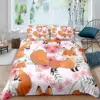 Fox Duvet Cover Set Animal Fox Bedding Set Full Size Cute Animal Pattern Printed Comforter Cover Sets for Kids Teenagers Adults 2