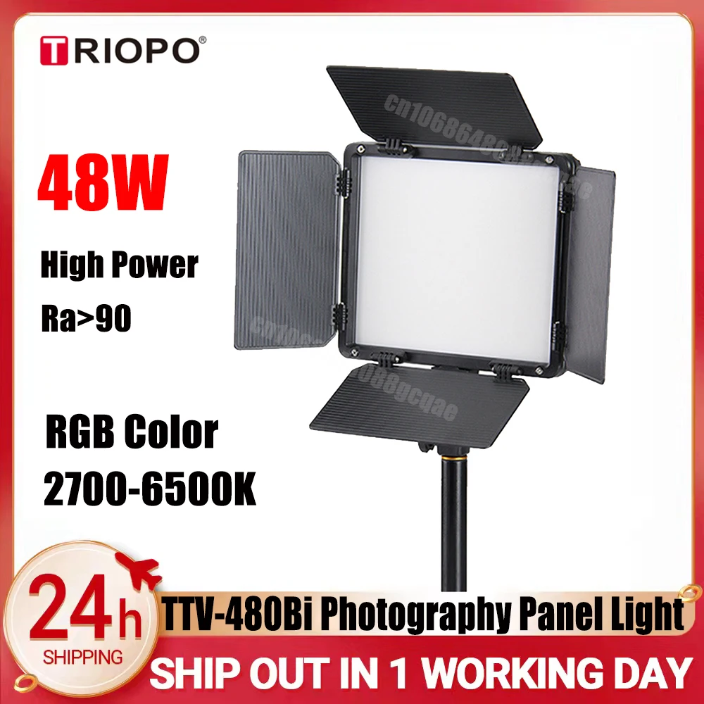 

TRIOPO TTV-480Bi 48W LED Photography Video Light RGB 2700-6500K Photo Studio Panel Lamp For Shoot Live Streaming Youbube Tiktok