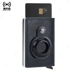 Men's Anti - Theft Minimalist Aluminum Wallet with AirTag Holder (Blue)
