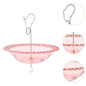 Hanging Bird Bathtub Feeder for Outdoor Decoration, Transparent Outdoor Bird Drinking Bowl with Hook and Chain, Hanging Water Feeding Tray for Garden Courtyard Lawn Terrace to Attract Birds, Ideal Bird Food Dispenser Gift for Birds 3