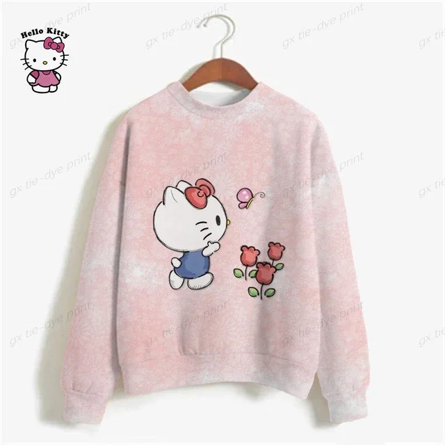 thumbnail image 1 of Sudadera con estampado de gran tamaño para mujer, sudadera holgada de estilo anime de otoño 2024, sudaderas con capucha de alta calidad con estampado de Hello Kitty para niña, 1 of 5