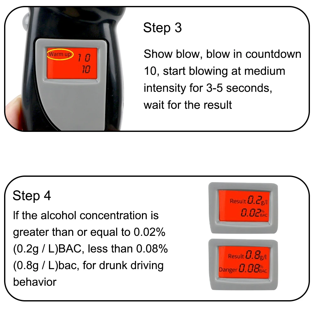 Breathalyzer Police Alcotest Handheld Backlight Display Digital Alcohol Detector LCD Screen Alcohol Tester Alcohol Breath Tester