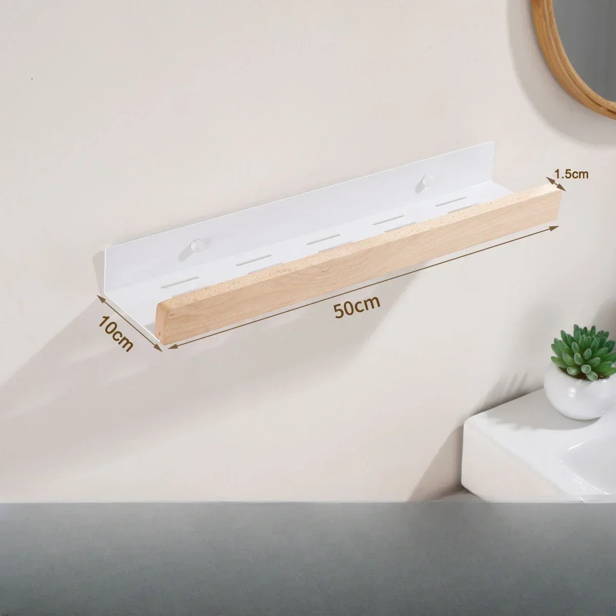 Bathroom Shelves，Wood bathroom shelf wall without drilling, Seasoning Board shower Storage Rack，No drill bathroom shelf 4