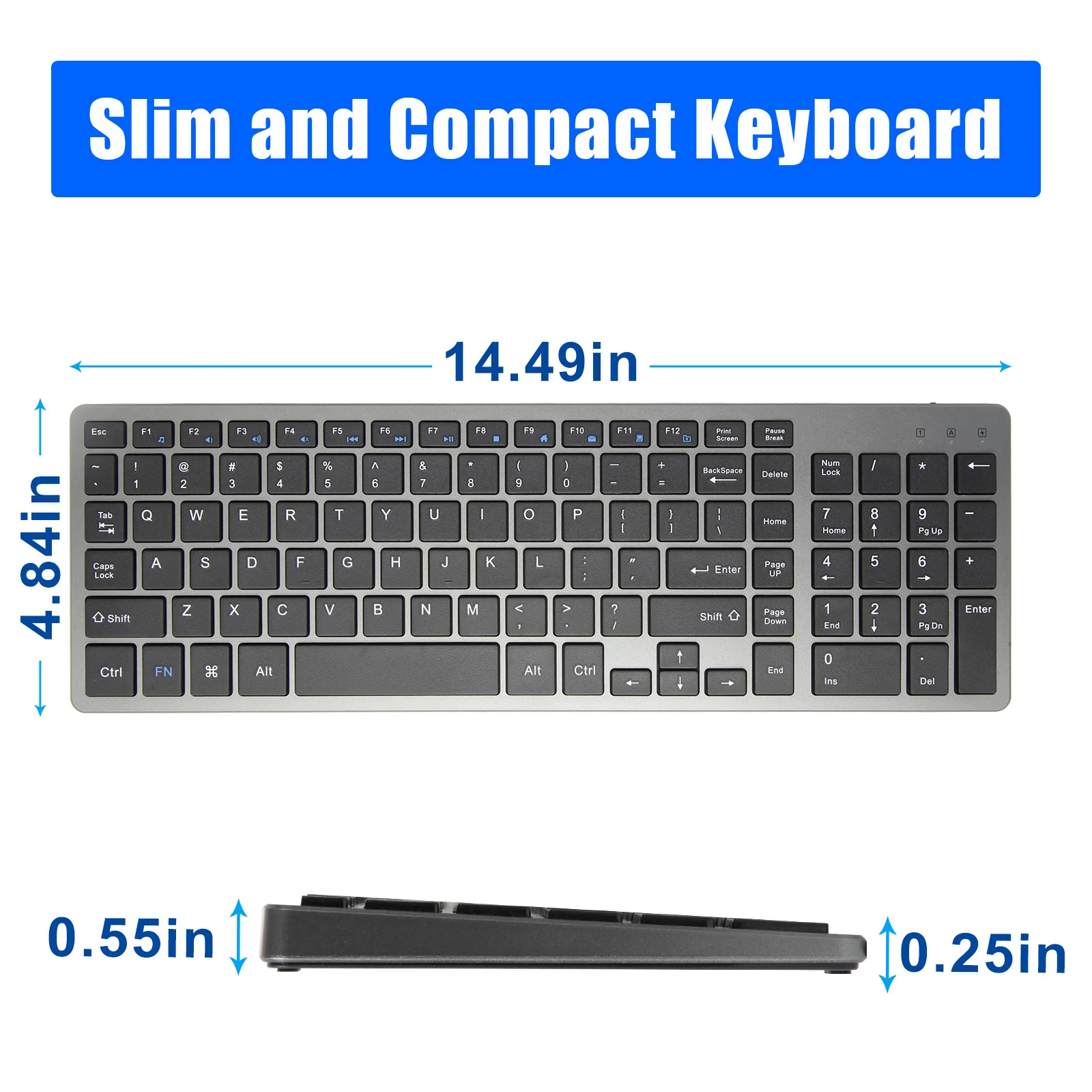 Teclado sem Fio Recarregável Teclado de Computador Silencioso Slim Russo Hebraico Coreano Eua Inglês 2.4g Usb Apto para Laptop pc Mac - Imagem 2