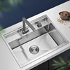 304 Stainless Steel Stylish Hidden Single Sink for Kitchen Cabinet and Countertop Double Covers 1