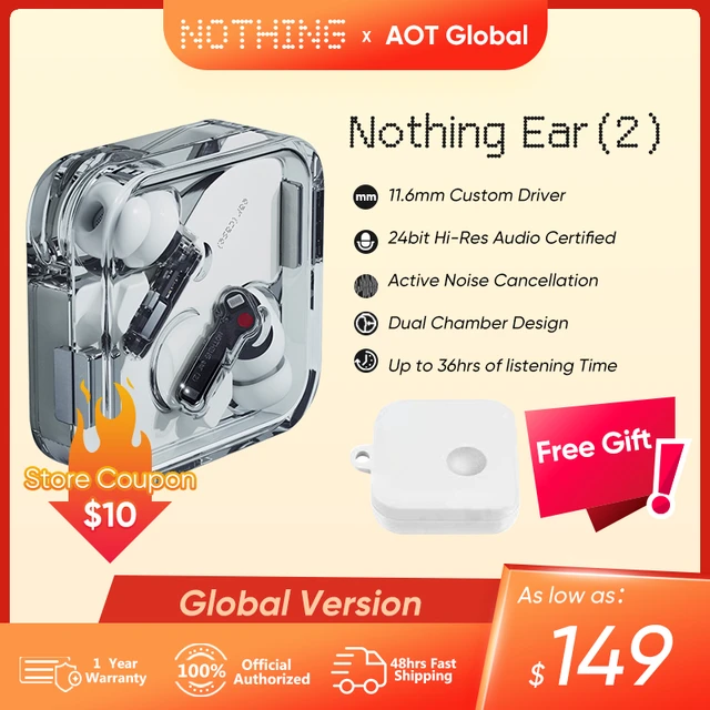  Nothing Ear (2) - Wireless Earbuds with ANC (Active Noise  Cancelling), Hi-Res Audio Certified, Dual Connection, Powerful 11.6 mm  Custom Driver - White : Electronics