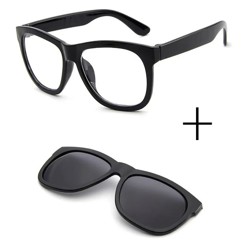 Gafas de con Clip magnético para hombre y mujer, lentes cuadradas con clip espejo, con visión nocturna, retro, para conducir _ AliExpress