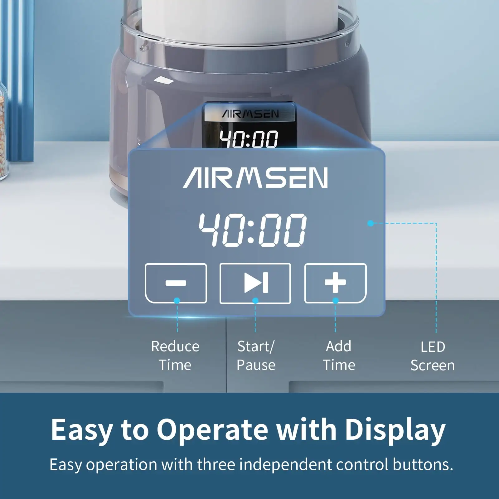 AIRMSEN 2.1 Qt Ice Cream Maker Machine with LED Screen and Timer, Electric Frozen Yogurt Maker for Home, Gray 5