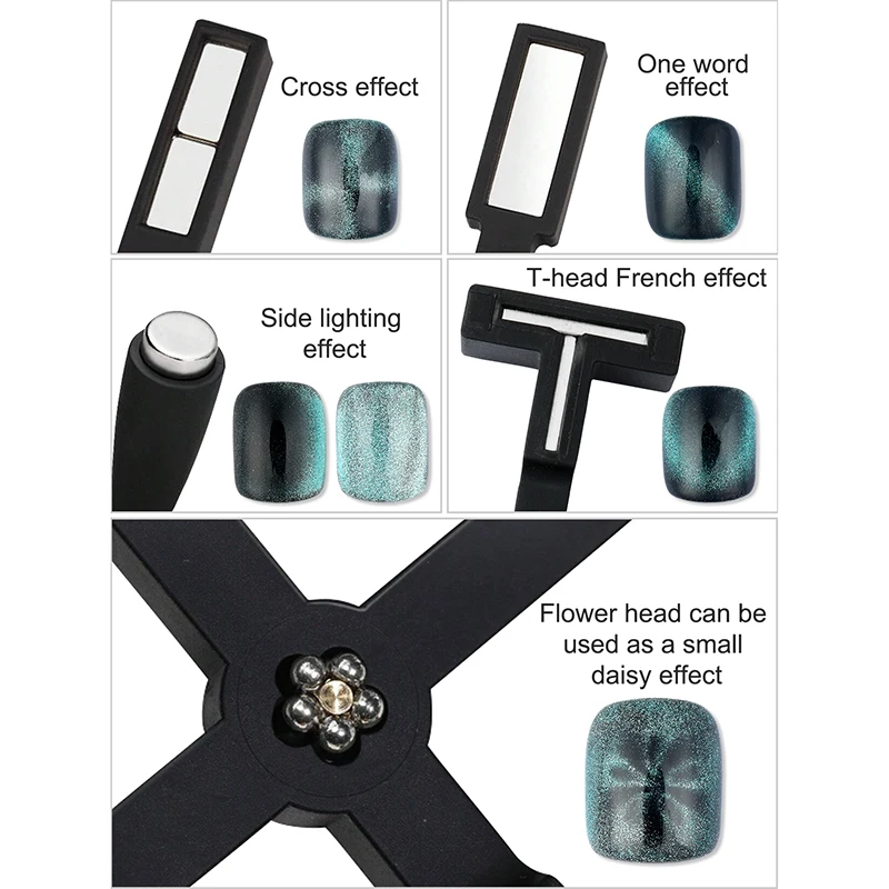 5 in 1 magnetic nail art tools Magnet Stick Silicone Cat Eye Magnetic Nail Gel Polish Line Strip Flower Multifunction Magnet Tool