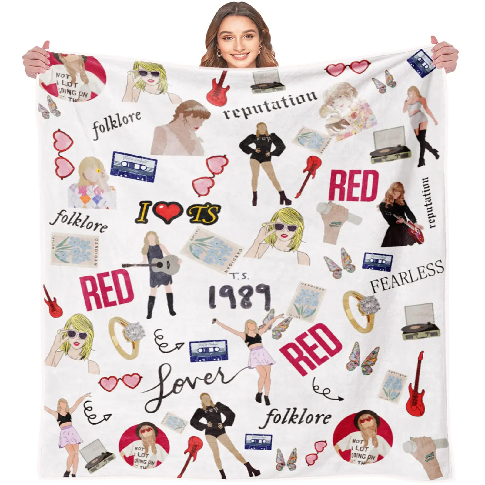 

Taylor Inspired Throw Fleece Blanket Gifts for Music LoversTaylor Party Bedroom Decorations Warm Throw White Blanket