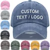 Custom Text Logo Embroidery Vintage Washed Cotton Baseball Cap Fashion Women Men Hat Sport Visors Snapback Cap Sun Hat 1