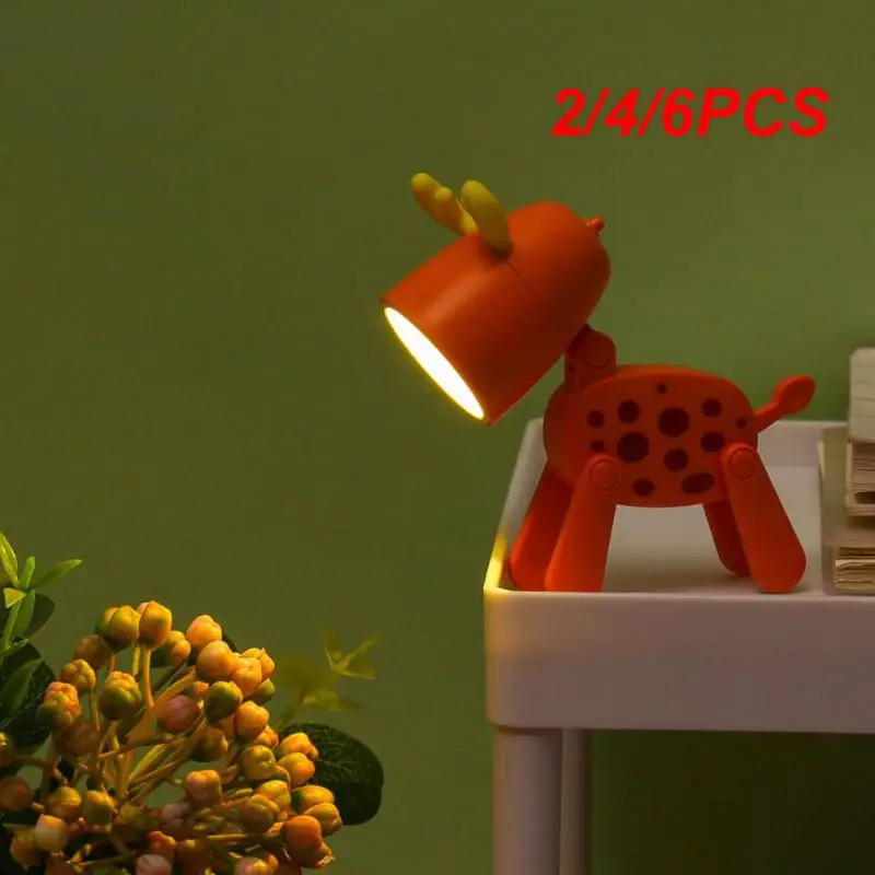 

2/4/6PCS Night Light Mini Folding Desk Lamp Cute Pet Lights Dog Deer Dinosaur Flower Portable Night Light Student Living Room