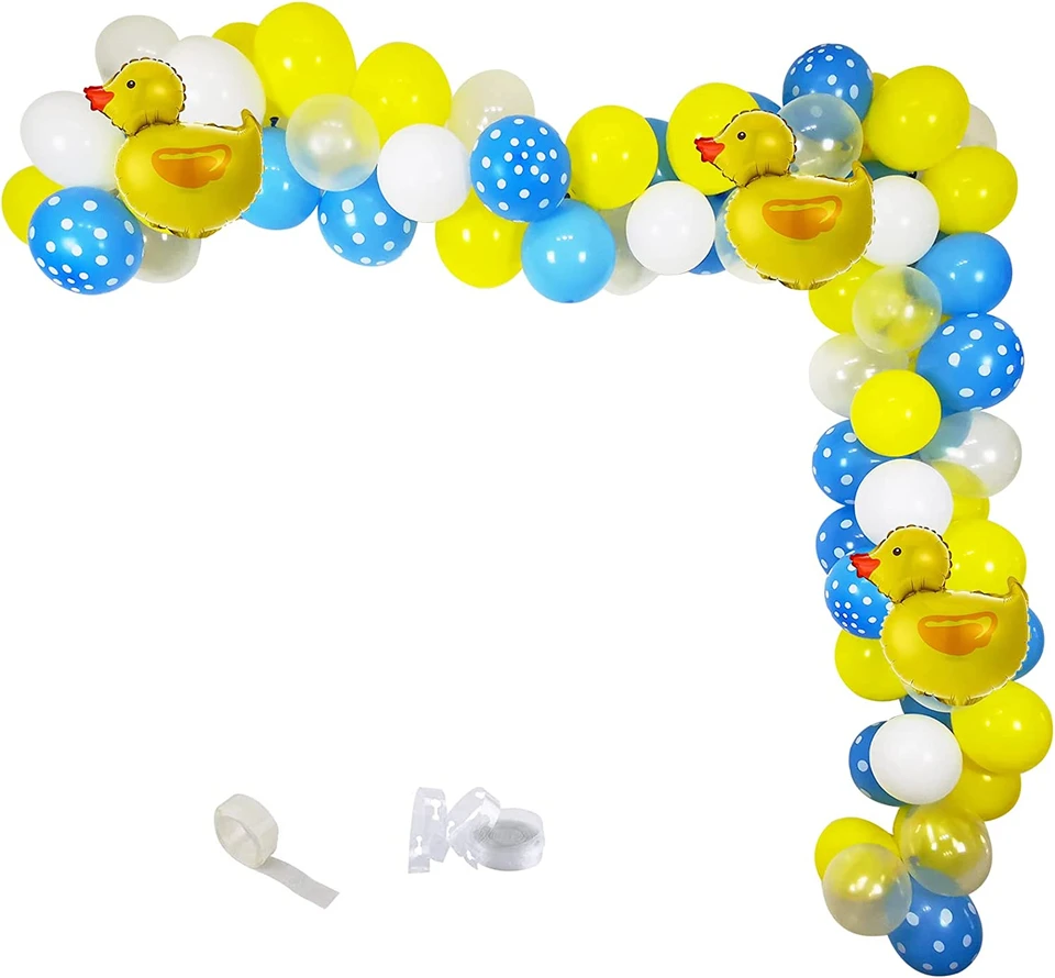 Kit de guirxiété de ballons en latex de canard jaune, thème de canard en  caoutchouc, bleu, jaune, blanc, IkBoy ou fille, baby shower, décor  d'anniversaire, 95 pièces, ensemble - AliExpress, image size:960x890