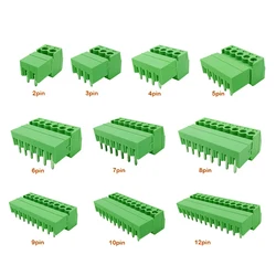 5 - Pair PCB Screw Terminal Block Wire Connector Set with Male Plug and Female Socket, 2 - 12 Pin - 9P (Right Angle)