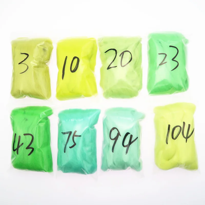 8 Colors Green Yellow Series Felting Wool Fibre Flower Animal Wool Roving Needle Handmade