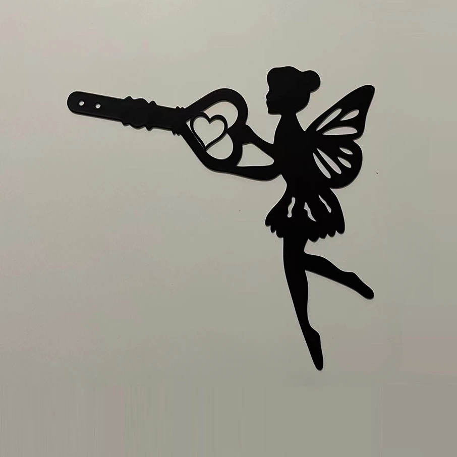 

1pc Angel On Branch Steel Silhouette Metal Wall Art Home Garden Yard Patio Outdoor Statue Stake Decor Perfect For Birthdays Gift