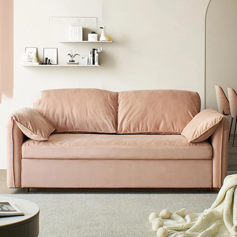 

Cozy Couch Living Room Convertible Into A Bed Velvet Fabric Metal Frame Versatile Loveseat Foldable Sofa Bed Home Furniture