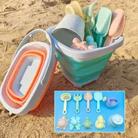 Beach  Sand Play Water Set Folding Bucket Summer Toys for Children Kids Outdoor Game Youngster Sandbox Accessories Color Random 1
