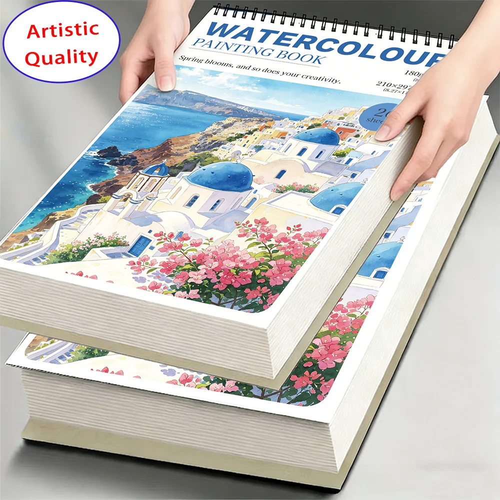 A4/A5 나선형 수채화 종이 스케치북, 180GSM 26매, 그림 그리기 및 저널링을 위한 다용도 아트 노트, 미술 용품