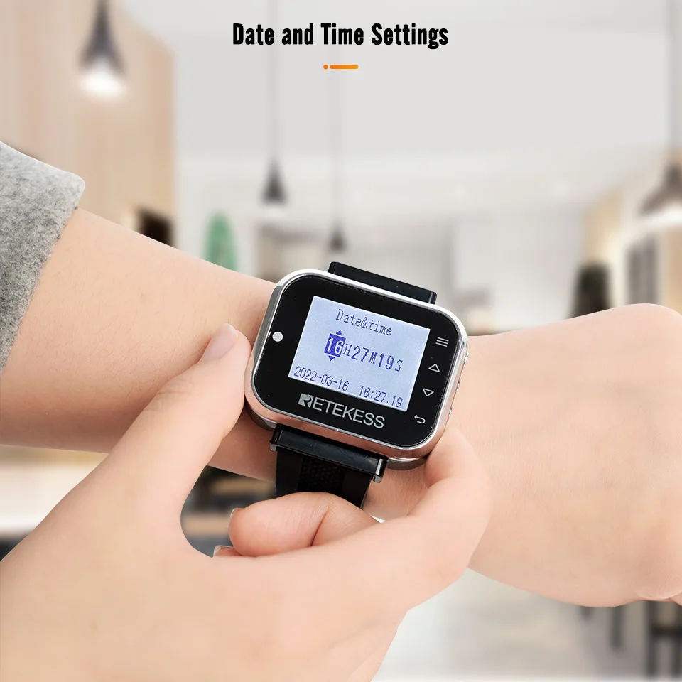 Retekess 5pcs td110 drahtloses Restaurant Pager Kellner Uhr Empfänger 7 Sprachen für Shisha Bar Cafe Hotel Club Kunden service – Detail 11