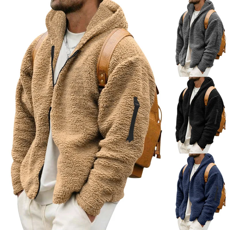 Description Picture 4 of item2024 Men's Long Sleeve Fleece Sweatshirt Men Fashion Hooded Jackets Autumn Mens Casual Hoodie Outerwear Warm Coats Windbreaker