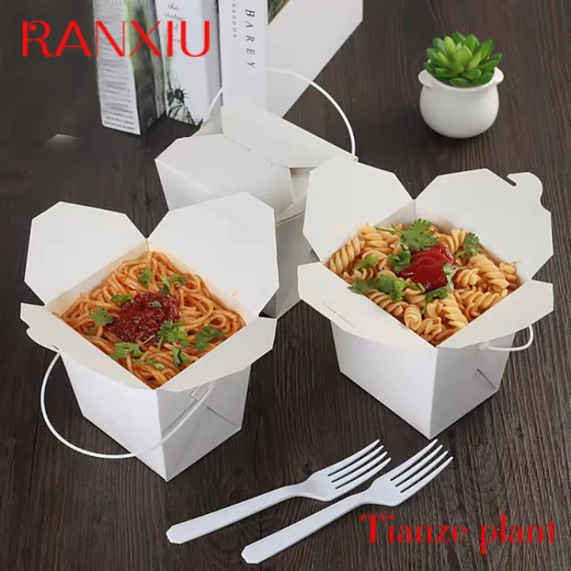 Custom 16oz 26oz 32oz Disposable Custom Printing Foldable Food Grade Noodle Paper Box For Take Away Food Packaging custom 800ml brown kraft paper customize logo printing lunch box take away 1 compartment paper food container