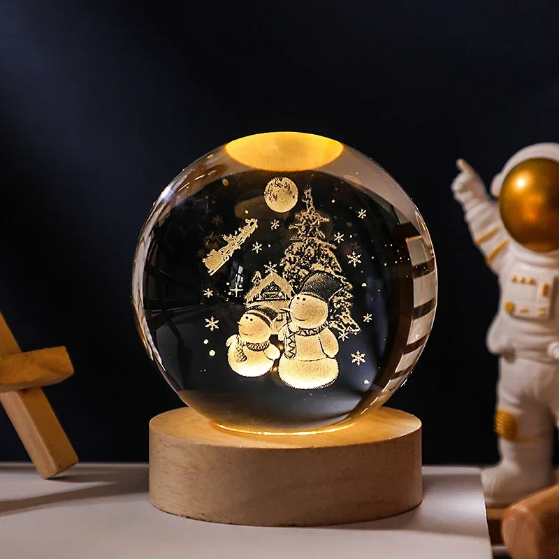 Crystal night light Planet lamp Crystal balls Crystal ball ornament 6/8cm 3D Crystal Ball Planet Night Light Laser Engraved Solar System Globe Astronomy Festival Gifts Home Desktop Decoration