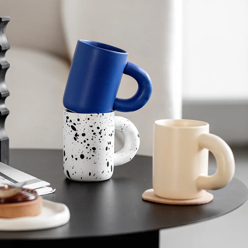 

Ins Fat Cup Cream Splashed Ink Pockmarked Mug Lovely Coffee Cup Lovers Water Cup Spot Cup Korean