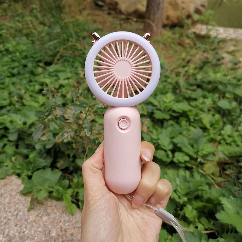 어린이 및 숙녀용 USB 충전식 팬, 미니 핸드 팬, 손목 걸이, 휴대용 야간 조명, 여름 에어 쿨러