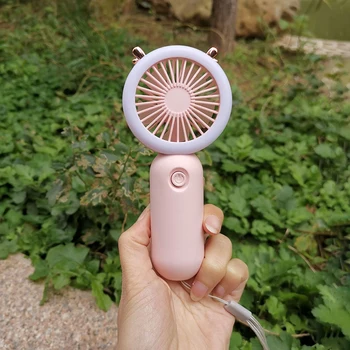 어린이 및 숙녀용 USB 충전식 팬, 미니 핸드 팬, 손목 걸이, 휴대용 야간 조명, 여름 에어 쿨러