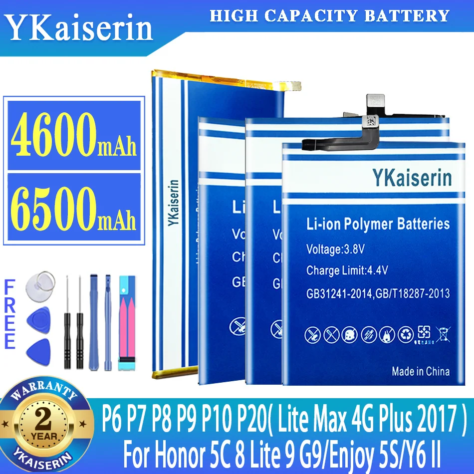 

YKaiserin Battery For Huawei Ascend P6 P7 P8 P9 P10 P20 Lite Max 4G Plus 2017/Enjoy 5S/Y6 II/For Honor 5C 8 Lite 9 G9