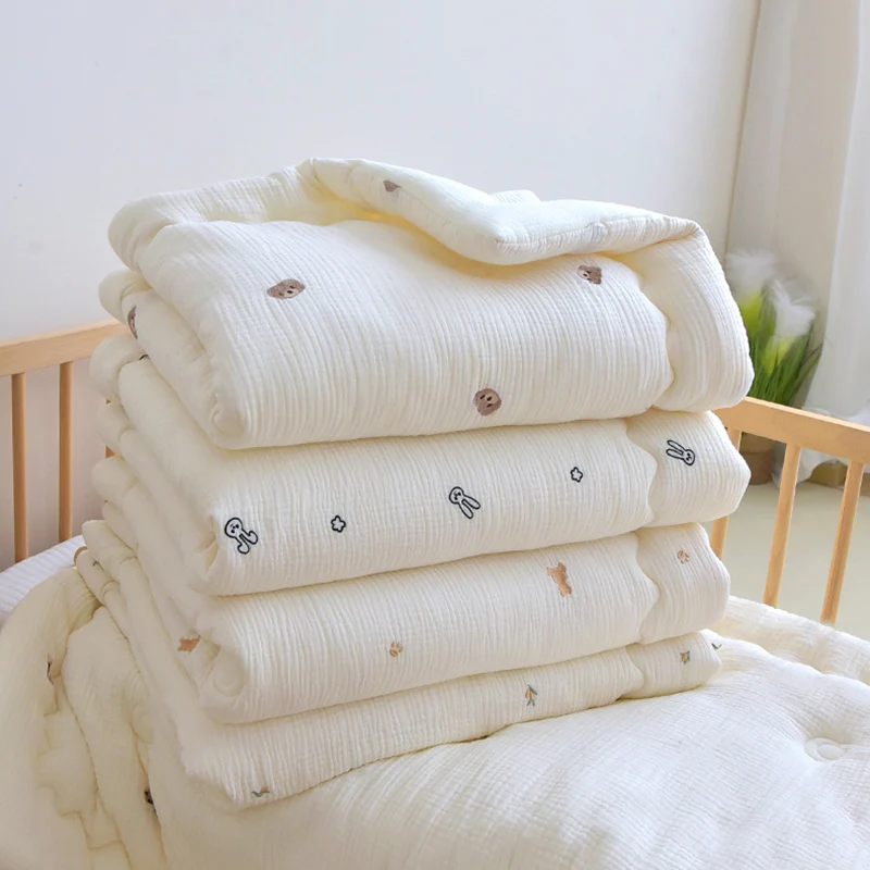 Soft Cotton Winter Quilt for Baby Crib Bedding Cartoon Embroidery Baby Comforter Thick Kindergarten Air Conditioning Blanket