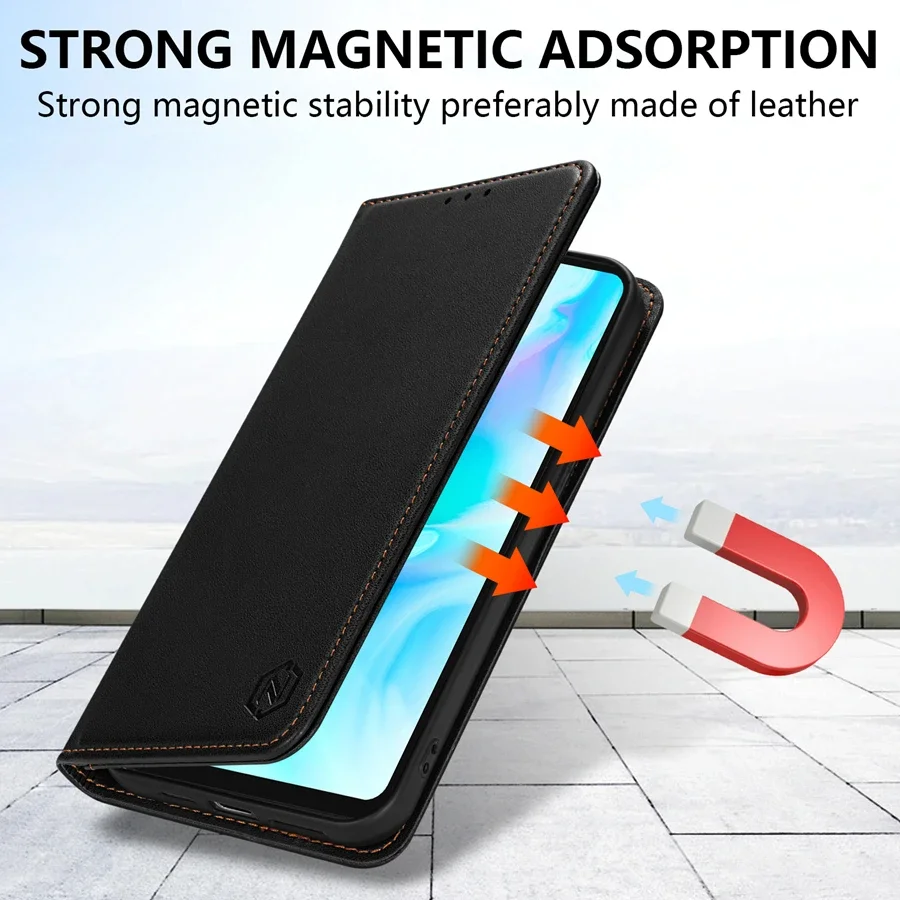 Luxurious Magnetic Flip Leather Wallet Case with Card Slot - Skin Friendly & Durable